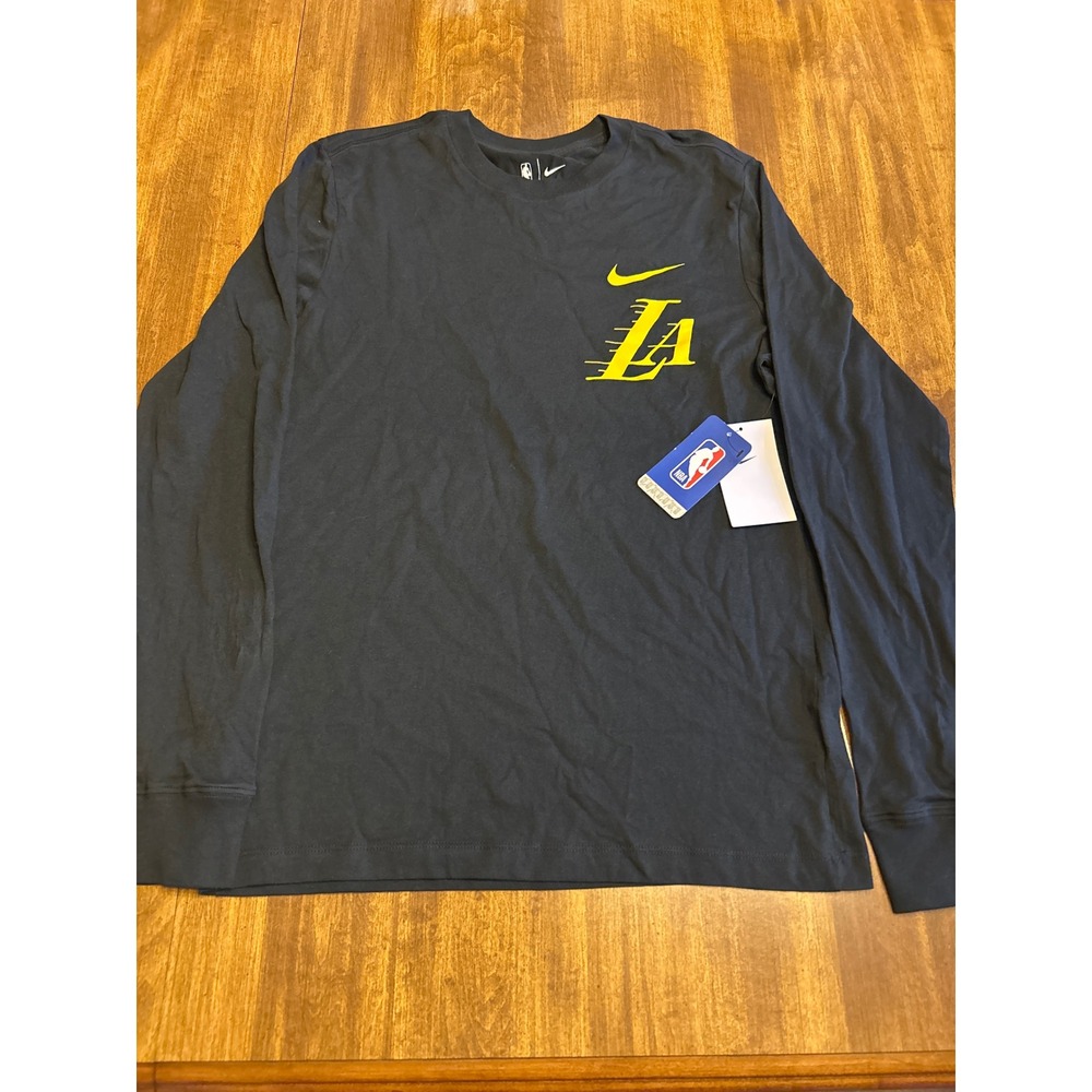 Nike Long Sleeve T-Shirt Men Small Black Los Angeles Lakers NBA HV5589-010 10051